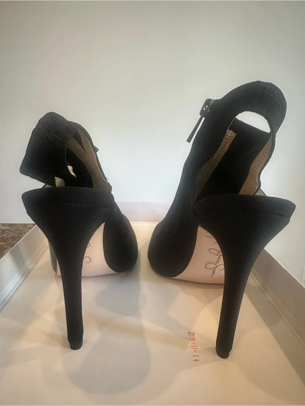 Jessica Simpson Black Pointed Slingback Stiletto Heels